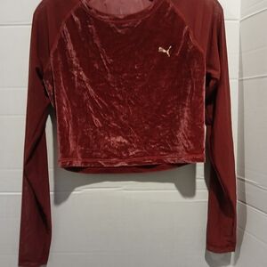 Puma Women's Velvet Long Sleeve Cropped Top Size Large